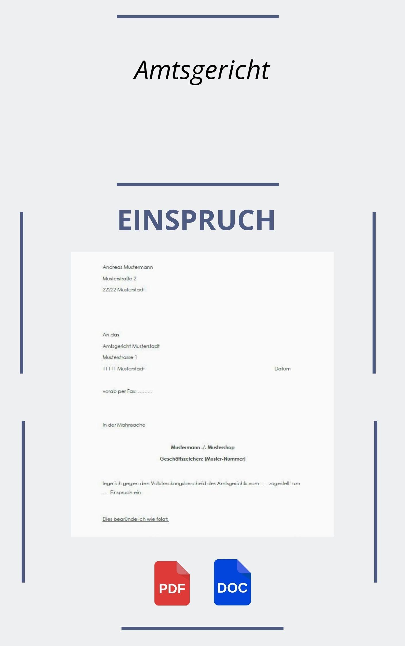 Einspruch Amtsgericht Muster