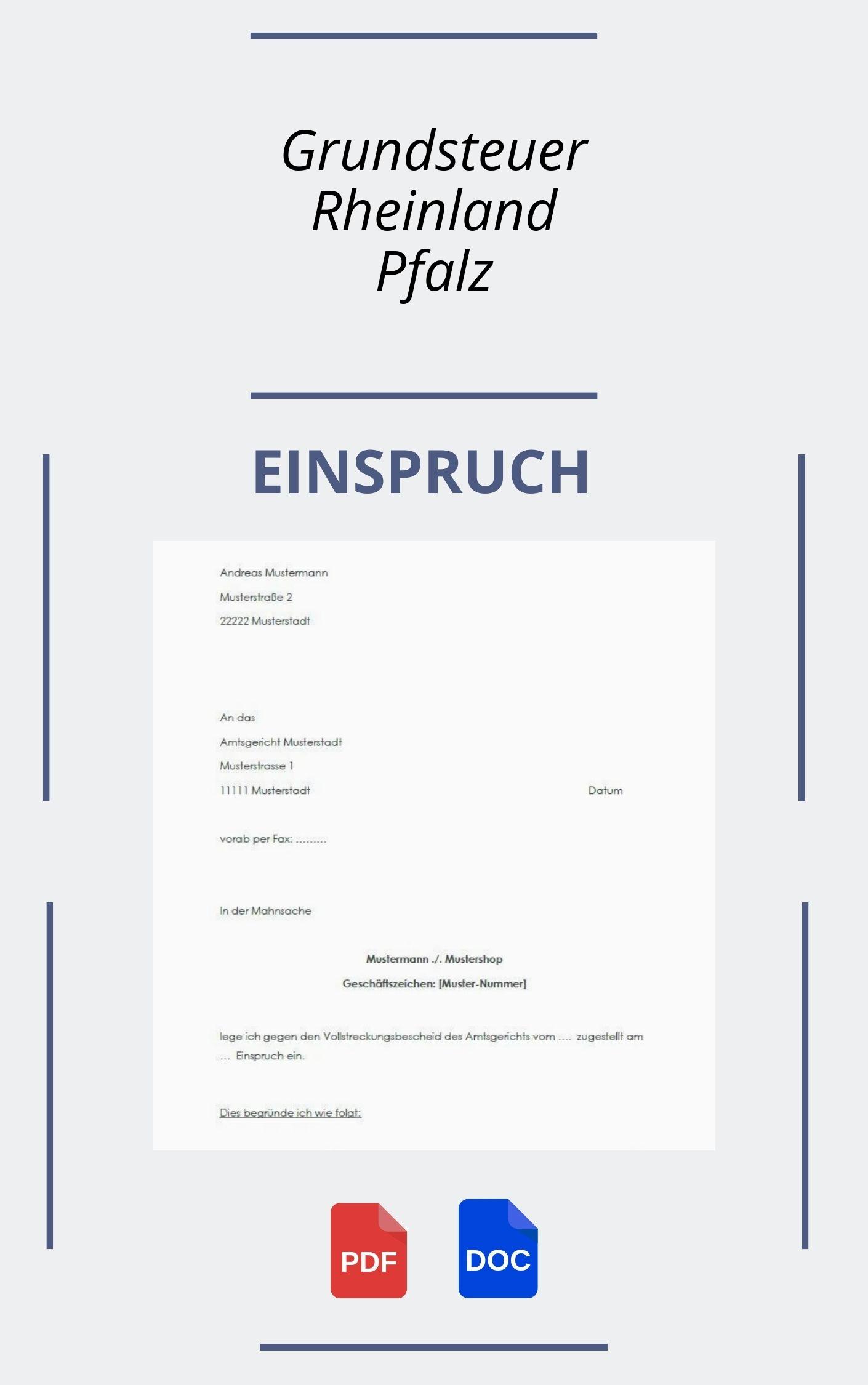 Einspruch Grundsteuer Rheinland Pfalz Muster Word Pdf