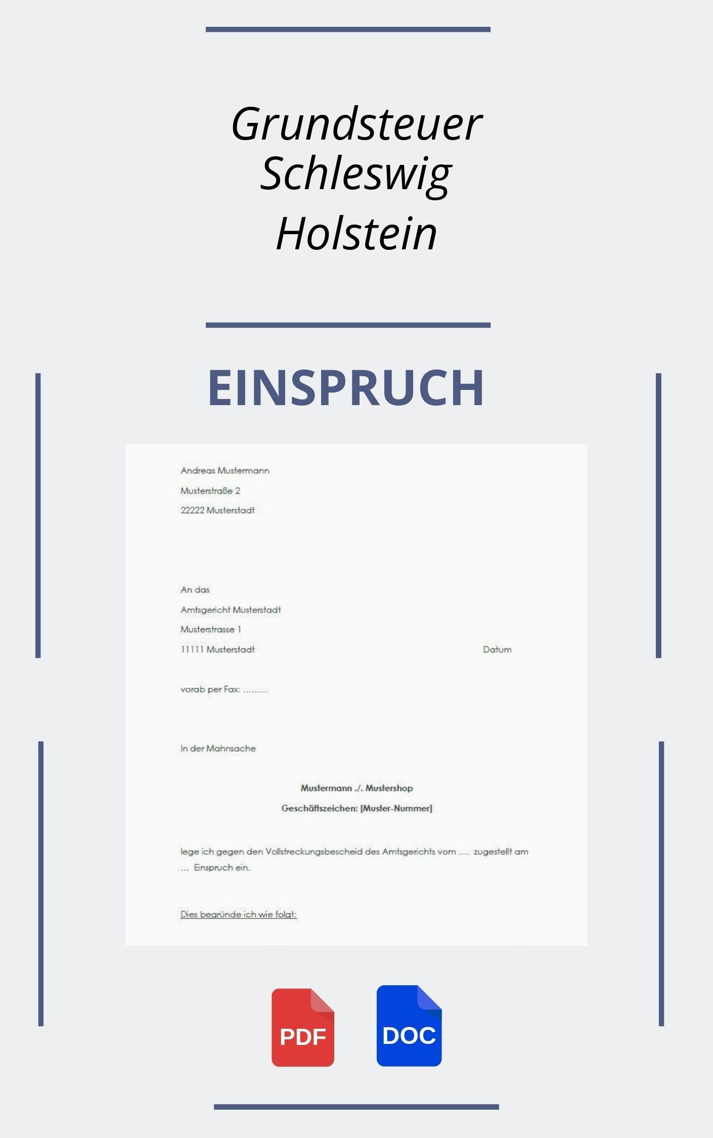 Einspruch Grundsteuer Muster Schleswig Holstein - WORD PDF