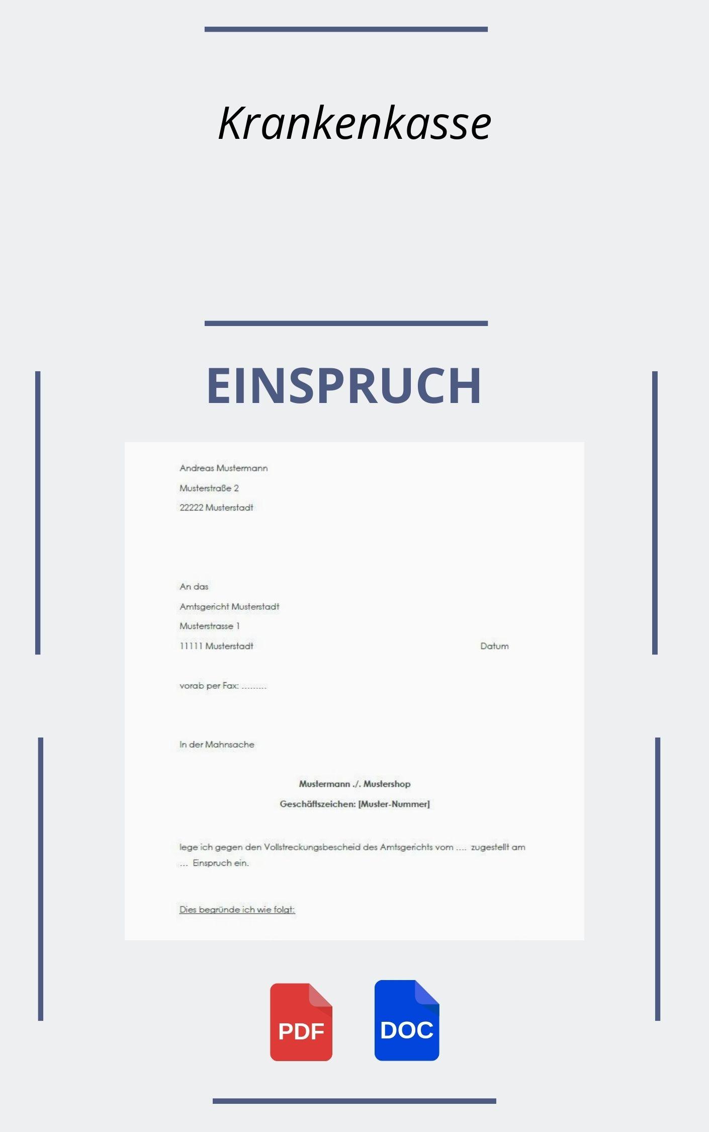 Einspruch Krankenkasse Muster