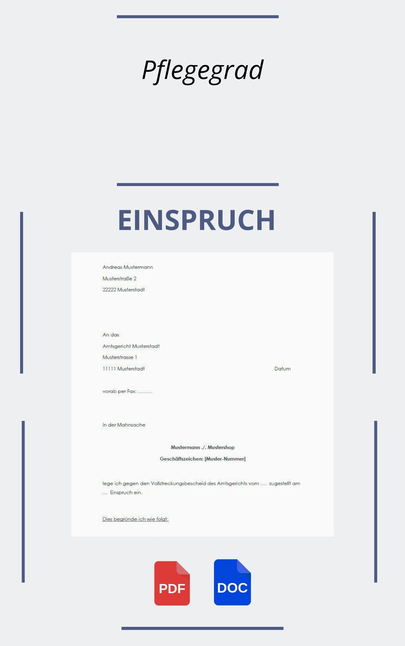 Einspruch Pflegegrad Muster