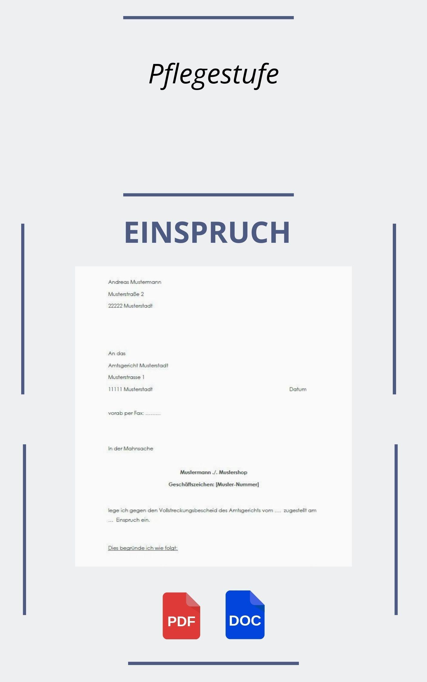 Einspruch Pflegestufe Muster